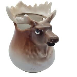 Vintage Elk Moose Antlers Creamer Milk Pitcher Figural Porcelain Austria Barware